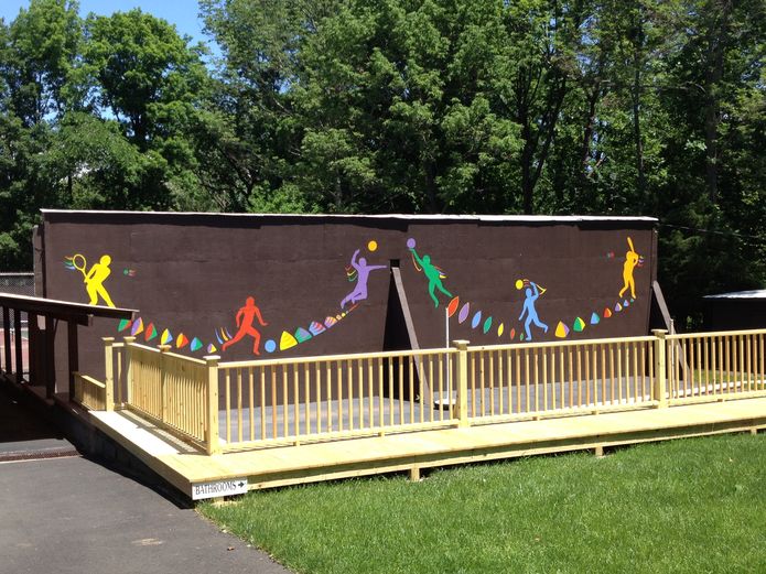 Our new handball court railing and mural
